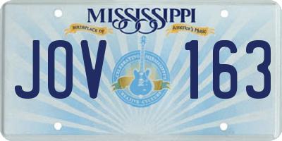 MS license plate JOV163