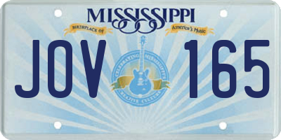 MS license plate JOV165