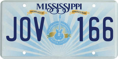 MS license plate JOV166