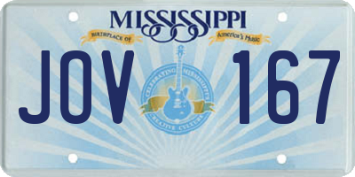 MS license plate JOV167