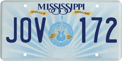 MS license plate JOV172