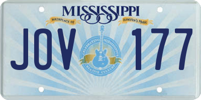 MS license plate JOV177