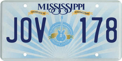 MS license plate JOV178