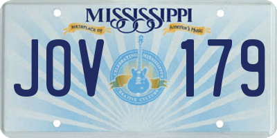 MS license plate JOV179