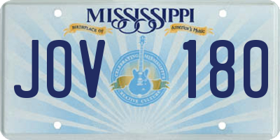 MS license plate JOV180