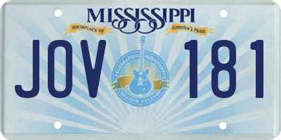 MS license plate JOV181