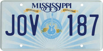 MS license plate JOV187