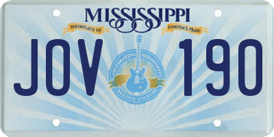 MS license plate JOV190