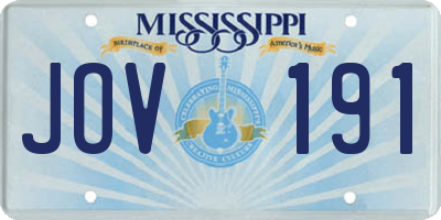 MS license plate JOV191