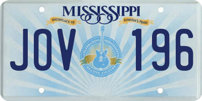 MS license plate JOV196