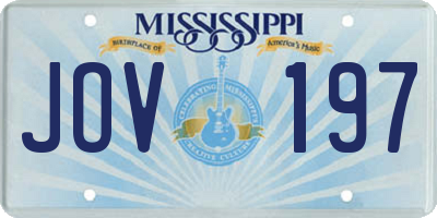 MS license plate JOV197