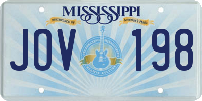 MS license plate JOV198