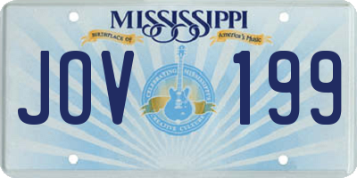 MS license plate JOV199