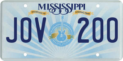 MS license plate JOV200