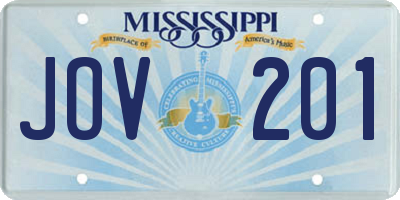 MS license plate JOV201