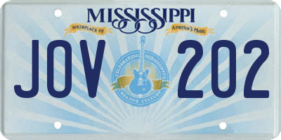 MS license plate JOV202