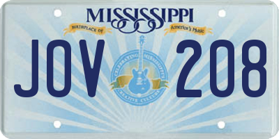 MS license plate JOV208