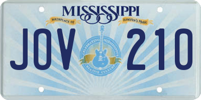 MS license plate JOV210