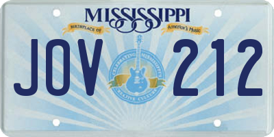 MS license plate JOV212