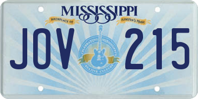 MS license plate JOV215