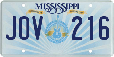 MS license plate JOV216