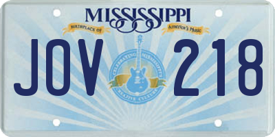 MS license plate JOV218