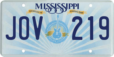 MS license plate JOV219