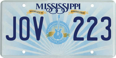 MS license plate JOV223