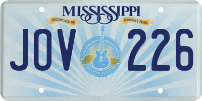 MS license plate JOV226