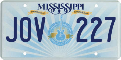 MS license plate JOV227