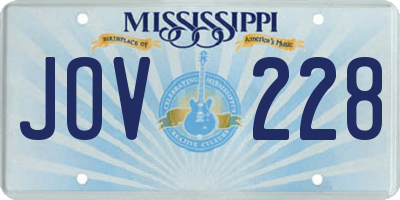 MS license plate JOV228