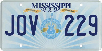 MS license plate JOV229