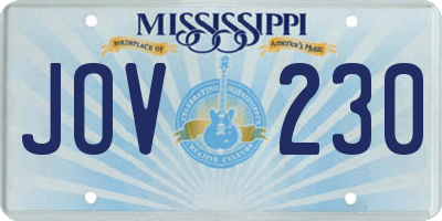 MS license plate JOV230