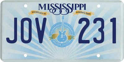 MS license plate JOV231
