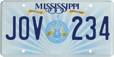 MS license plate JOV234