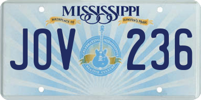 MS license plate JOV236