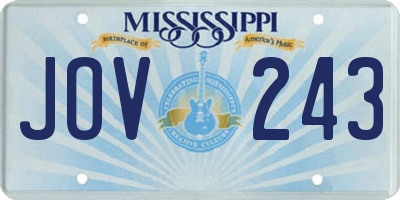 MS license plate JOV243
