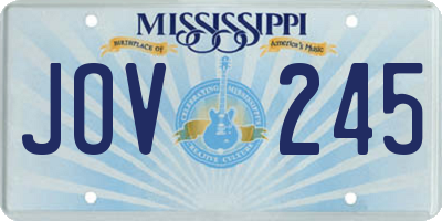 MS license plate JOV245