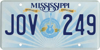 MS license plate JOV249