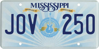 MS license plate JOV250