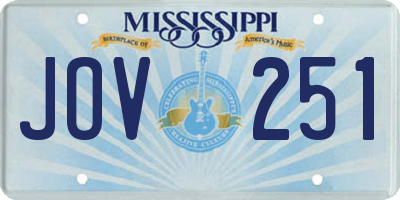 MS license plate JOV251