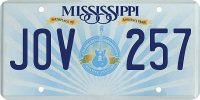 MS license plate JOV257