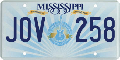 MS license plate JOV258