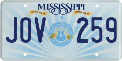 MS license plate JOV259