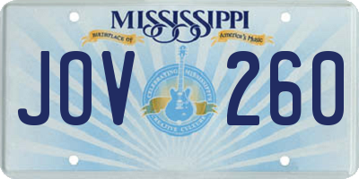 MS license plate JOV260