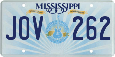 MS license plate JOV262