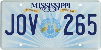 MS license plate JOV265
