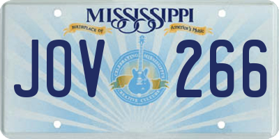 MS license plate JOV266