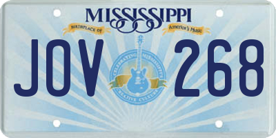 MS license plate JOV268