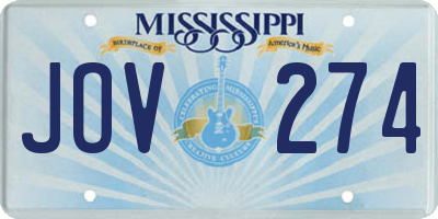 MS license plate JOV274